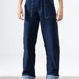 Cuffed Denim Pants in Blue