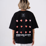 Oversized "Spread Love, Not Waste" T-Shirt - Black