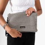Sol Raffia Clutch -  Black & Ivory