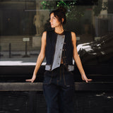 Asymmetric Denim Vest in Black