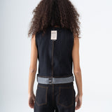Asymmetric Denim Vest in Black