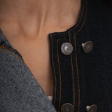 Asymmetric Denim Vest in Black
