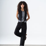 Cuffed Denim Pants in Black