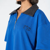 Denim Collared Polo Shirt - Royal Blue