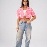 Cropped shirt in Pink Confetti