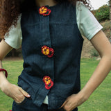 Denim Vest - Poppy Field