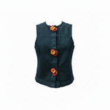 Denim Vest - Poppy Field