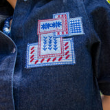 Patchwork Short Sleeve Denim Shirt