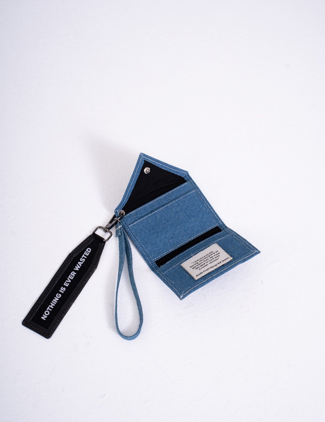 Heart Logo Wallet — Blue Denim open view
