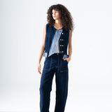 Cuffed Denim Pants in Blue