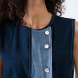Asymmetric Denim Vest in Blue