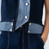 Asymmetric Denim Vest in Blue
